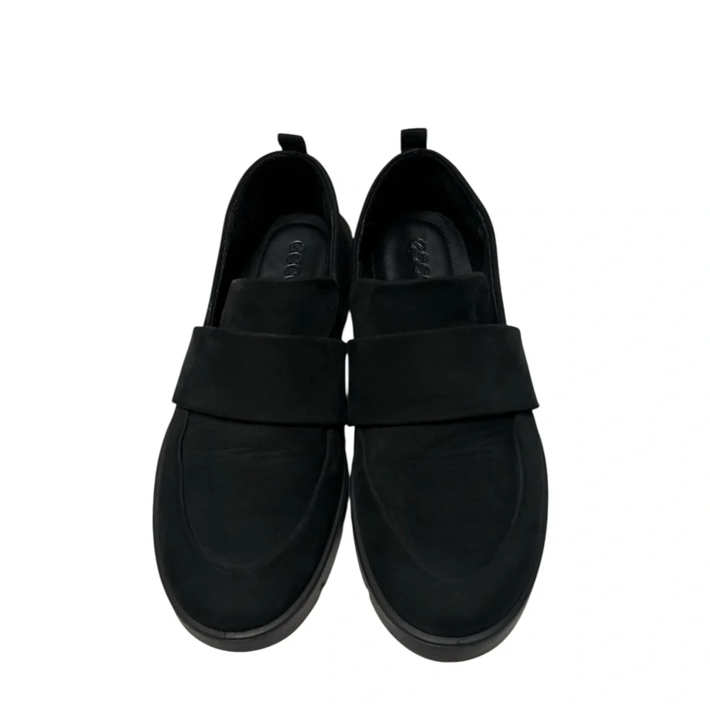 Ecco Bella Nubuck Women's Black Leather Loafers,Slip on,Size 7.5